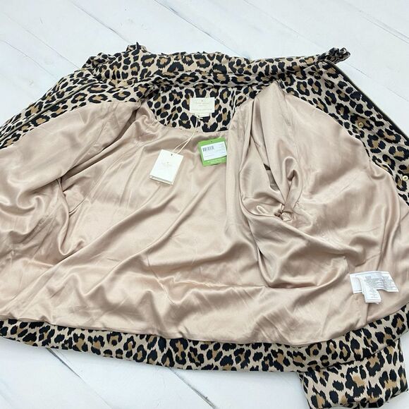 NWT Kate Spade Run Wild Leopard Puffer Ruffle Collar Jacket Women's Size 16 - Picture 15 of 16
